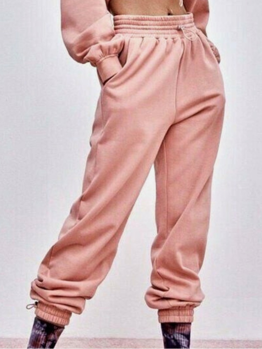For Love And Lemons Dusty Pink High-Waist Jogger Pants